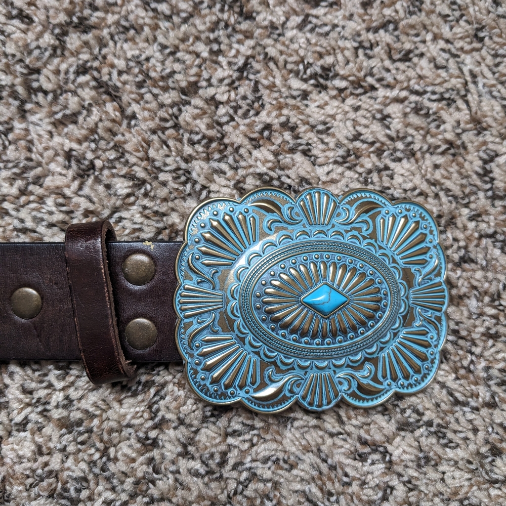 Turquoise and Brown Western Belt